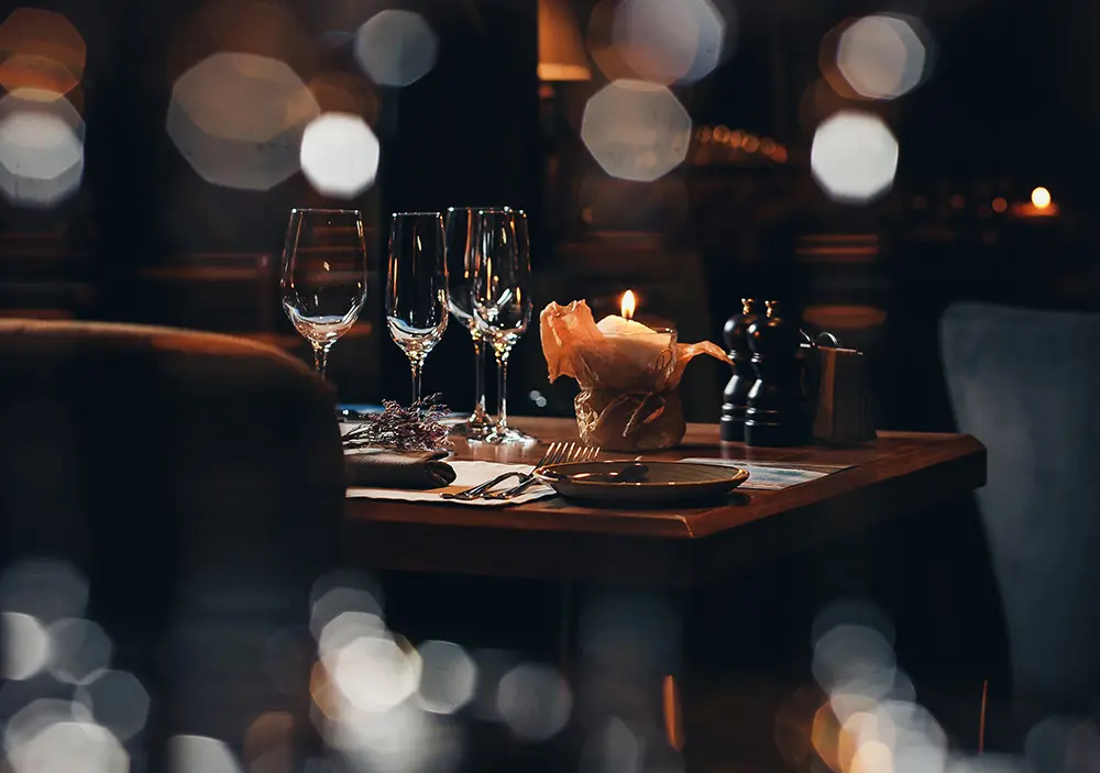 wine glasses on table